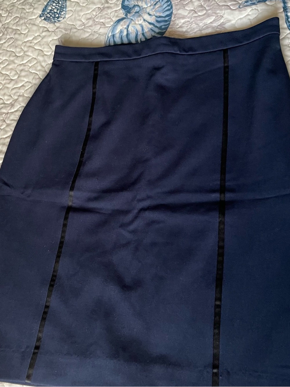 Forever 21 Navy Pencil Skirt with Black Vertical Trim